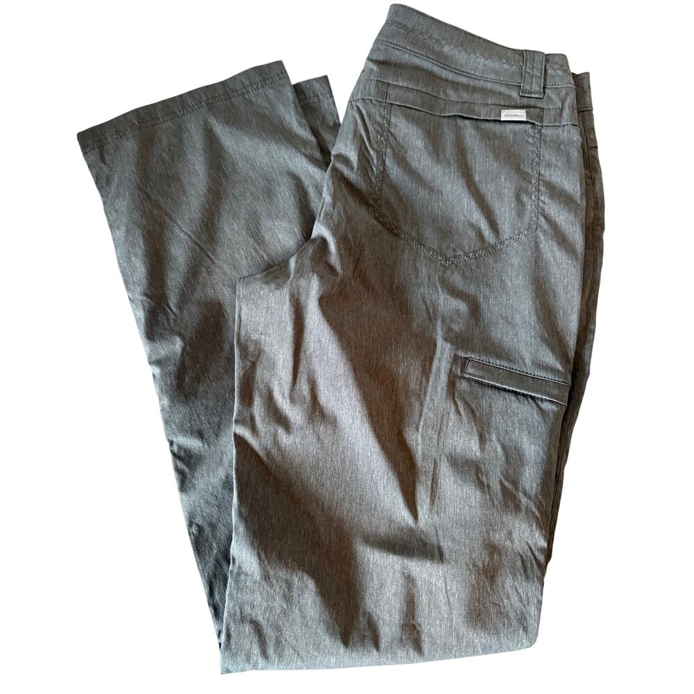 Eddie Bauer size 8 women's pants gray roll up snap to capri